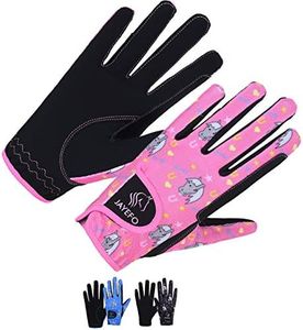 Jayefo Kids Horse Riding Gloves (Black/Pink, Age 8-10 Years)