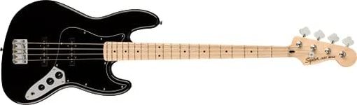 Squier by Fender Affinity Series Jazz Bass Guitar, Maple Fingerboard, Black Pickguard, Black