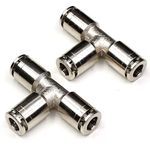 SONNA Brass 1/4"Od 3-Way Union Tee Air Fittings Push to Connect Fitting Quick Tube Connecter Push Lock Fittings 2Pack