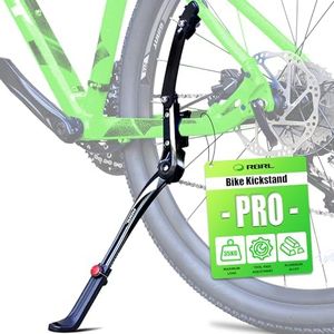 RBRL Bike Kickstand Aluminium Alloy, Bicycle Side Stand Universal for 26''-29'', Stable Bicycle Kickstand for Mountain Bike/Road Bike/MTB, Height Adjustable with Non-Slip Rubber Foot