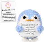 lasuroa Funny Positive Penguin, 2.56 Inch Knitted Emotional Support Penguin Toy with Positive Card Creative Cute Woolen Positive Penguin Crochet Doll Friends Encouragement Party Decoration