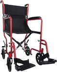 Aidapt Folding Lightweight Attendant Propelled Steel Wheelchair with Brakes, Lap Strap, Removable Foot Rests. Ideal for Every Day Use Indoors and Outside