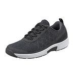 Orthofeet Men's Orthopedic Lava Stretch Breathable Walking Sneaker, Dark Grey, 9 Wide