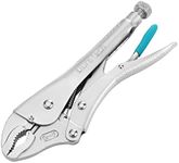 DURATECH 10-Inch Locking Pliers, Premium Cr-V Construction, Curved Jaw Locking Pliers with Wire Cutter, Fit for Clamping Twisting Welding