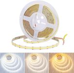 JOYLIT 24V COB CCT LED Strip Light Waterproof 16.4FT/5M 640LEDs/M 2700K-6000K, UL Listed PRO CRI 92+ LED Tape 10000lm Super Bright 90W Dimmable Warm White to Cool White Tunable Light Strip