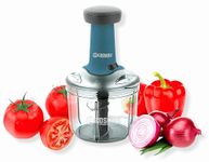 E-COSMOS Food Chopper 900ml with 4 Blades Steel Large Manual Hand-Press Vegetable Chopper Mixer Cutter to Cut Onion, Salad, Tomato, Potato (Pack of 1) 900ml (Tarquise)