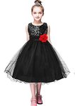 YMING Baby Girls Wedding Pageant Dress Princess Tutu Dress Party Prom Dress Black 2-3 Years