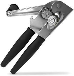 Sleekitch Commercial Can Opener Manual Heavy Duty, Hand Crank Can Opener, Large Handheld Can Opener Easy for Big Cans, Swing Grip Design, Manual Can Opener with Comfortable Easy Crank Handle, Black