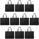 DISCOUNT PROMOS Jumbo Sized Tote Bags Set of 10, Bulk Pack - Reusable Grocery Bags, Shopping Bags, Promotional Item Totes for Women - Black