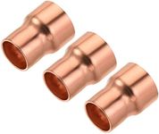 MECCANIXITY Copper Reducing Coupling Fitting with Sweat End, 1/2 x 5/8 Inch ID for HVAC Refrigeration Adapter, Pack of 3