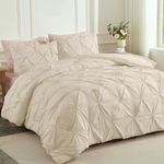 Andency Beige Comforter Set Twin(66x90Inch), 2 Pieces Comforter for Girls Kids, Soft Microfiber Pinch Pleat Comforter Set, All Season Lightweight Bedding Set