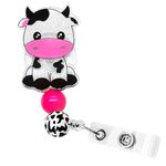 Badge Holder Retractable Clip Cute, Cow Badge Reel Holder Retractable Clip Cute Funny Cow ID Clip Badge Reels Retractable for Nurses Medical Assistant Hospital Women Girls Badge Accessories