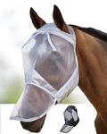 Harrison Howard CareMaster Midge-proof Fleece Padding Horse Fly Mask Full Face No Ears Moonlight Silver XL Extra Full Size