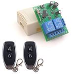 DieseRC DC 12V 24V 30V Secure Remote Control Switch Universal Wireless 433Mhz rf 10A Relay Receiver Board with 2 Transmitter Key fobs, for Motor, Light, Gate door, DIY Wireless Controller