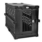 K9 Kennel Boss - Heavy Duty Fully Collapsible Powder-Coated Aluminum Dog Crate - Medium (Black)