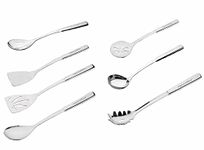 SignoraWare SS Heavy Gauge(1.8 MM) Signature Hollow Cast Heat Resistant Handle Kitchen/Cooking Set with Slooted and Plain Spoon,Plain and Slotted Turner, Spagethi Server,Skimmer,Ladle Set/7