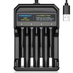 POWOBEST 18650 Battery Charger Compatible with 3.7V Li-ion IMR INR 14500 14650 18350 18500 18650 RCR123A 18490 16340 17670 POWO18B, 4 Bay USB Smart Universal Battery Charger