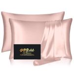 Silk Pillow Cases 2 Pack, Mulberry Silk Pillowcases Standard Set of 2, Smooth, Anti Acne, Beauty Sleep, Both Sides Natural Silk Satin Pillow Cases for Women 2 Pack with Zipper for Gift, Coral