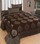 Fresh From Loom Chenille Velvet 500 TC Double Bed King Size Bedsheet with 2 Pillow Cover (90x100 Inch, Coffee)