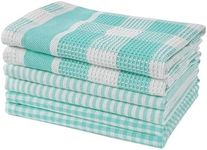 LANE LINEN Premium Cotton Kitchen Dish Towels - 6 Pack Dish Towels for Kitchen Drying, Soft Absorbent Dish Cloth, Multi Purpose Cleaning Cloths, 12"x12", Reusable Kitchen Rags - Aqua