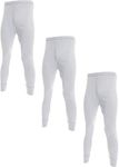 3 Pairs Mens Undercover Brushed Thermal Long Johns White Medium