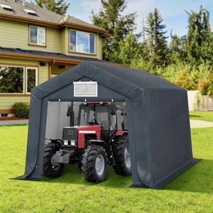 MFSTUDIO 10'x15' Storage Sheds, Outdoor Portable Storage Shelter Garage with Rolled up Zipper Doors, Storage Carport Tent for Vehicles, Motorcycle and Outdoor Tools