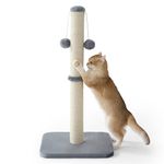 Lesure Cat Scratching Post Indoor - 36x36x74cm Tall Sisal Scratch Post with Hanging Toy Ball, Scratching Posts for Indoor Cats Kittens with Stable Base, Grey
