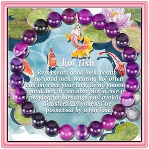 PARTNER Good Luck Gifts for Women Funny Koi 𝐁𝐫𝐚𝐜𝐞𝐥𝐞𝐭𝐬 𝐟𝐨𝐫 𝐖𝐨𝐦𝐞𝐧 Interesting Koi Gifts Animal and Fish Gifts for Women Natural Stone Beaded Jewelry for Women