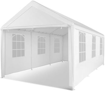 Abba Patio Carport 10×20, Large Portable Garage, All-Season Carport with Roll-up Ventilated Windows and Removable Sidewalls, Waterproof UV Resistant for Cars Vehicles Trucks Boats, 8 Legs, White