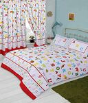 KIDZ KOLLECTIONZ Double Bed ABC, Duvet/Quilt Cover Set, Alphabet Numbers Animals, Multi Coloured White Red Blue Green Yellow