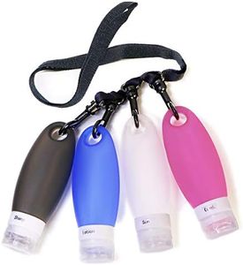 SANTREST Leak Proof Travel Bottles - Refillable Travel Containers with Shower Lanyard,3.3oz TSA Approved Squeezable Silicone Travel Tube Set for Gym Shampoo Lotion Soap(4 Pack Multi)