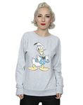 Disney Women's Donald Duck Posing Sweatshirt Small Heather Grey