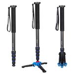 Koolehaoda Camera Aluminium Monopod with Folding Tripod Support Base,Max. Height 168cm / 66inch, Lightweight Portable, Only Heavy: 0.62kg / 1.36lb