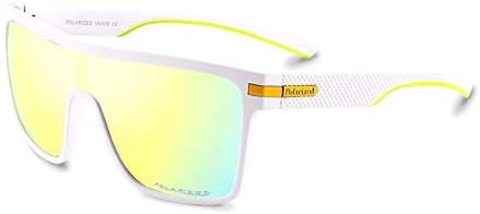 Karsaer Flat Top TR90 Polarized Sports Mens Sunglasses Vintage Square Cycling Running Fishing Golf Hiking Sports Glasses