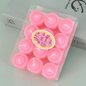 Tea Candles Round Romantic Candle Tealight Small Sweet Wedding Party 12 Pack Home 2-2.5 Hours Burn Time Votive Parties Bulk Birthday Halloween Emergency Family Dinner Hotel Ktv Bar (Pink)