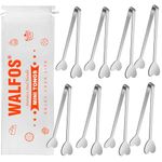 Walfos 8 Pcs Mini Tongs - 5 Inch Small Sugar Tongs, Stainless Steel Small Serving Tongs, Small Kitchen Tiny Tongs for Appetizers,Tea Party, Coffee Bar, Desserts by Sunenlyst (Silver)