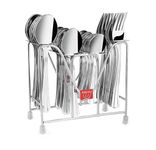 Montavo by FnS Flair Stainless Steel Mirror Finish Cutlery Set with Stand (6 Dinner Spoon, 6 Dinner Fork, 6 Teaspoon & 6 Baby Spoon & 1 Hanging Stand)