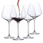 WHOLE HOUSEWARES | Wine Glasses Set of 4 | Hand Blown Italian Style Crystal Clear Glass with Stem | Red Wine Glasses Lead-Free Premium Glasses as Gift Sets (25 oz)