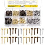 Mardatt 1600Pcs 3 Sizes Small Tiny Nails Assortment Kit, 1x6mm, 1x8mm 1x10mm Tiny Wooden Nails Hardware Tiny Nails Assorted Wall Nails Set for Pictures Hanging Woodworking (Gold Silver Bronze)