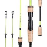 Sougayilang Fishing Pole, 30 Ton Carbon Fiber Sensitive 2 Pcs Baitcasting Rod & Spinning Rod for Freshwater or Saltwater, Tournament Quality Fishing Rod with 2 Tips for Bass-Yellow-6.9FT-Spinning