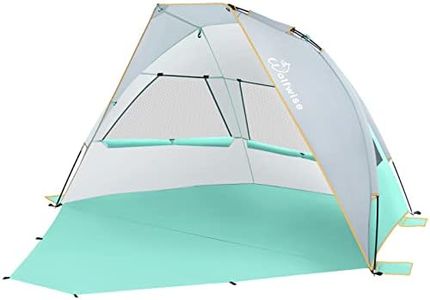 WolfWise 3 Person Portable Beach Tent UPF 50+ Sun Shade Canopy Umbrella with Extendable Floor, Mint Green