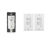 Leviton Decora in-Wall Humidity Sensor and Fan Control Switch, 1/4 HP, Residential Grade & Decora SureSlide Universal LED Dimmer, 600W-120VAC Incandescent and 150W-120VAC Dimmable LED