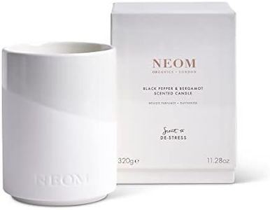 NEOM- Black Pepper & Bergamot Luxury Scented Ceramic Candle, 320g | Scent to De-Stress | 2 Wick Essential Oil Candle