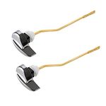 PDFans Toilet Tank Flush Lever Replacement, 2pcs Toilet Handle Replacement Trip Levers, Universal Side Mount Toliet Tank Lever Fits Most Toilets, Chrome Finish