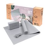 Myga Yoga Starter Set - Yoga Mat, Yoga Block Brick & Metal D-Ring Yoga Strap - Starter Kit for Beginners great for Pilates, Yoga, Stretching, Health & Fitness - Complete Home Studio Set for Gifting