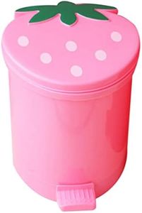 Kisangel Mini Strawberry Trash Can Desktop Garbage Container Cute Household Trash Can for Car Desk Bathroom, Pink