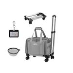 ZEEKRREST Expandable Dog Cat Carrier Soft Sided, Collapsible Pet Travel Carrier Airline Approved, Portable Medium Large Puppies Kennel Carrier with Wheel, up to 7 Kg Grey,43 x 28 x 28 CM