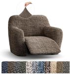 PAULATO BY GA.I.CO. Recliner Slipcover - Reclining Chair Cover - Printed Slipcovers - 1-Piece Form Fit Stretch Furniture Protector - Microfibra Print Collection - Vittoria Brown (Recliner Cover)