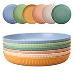 CSYY 6pcs Unbreakable Dinner Plates Set, Plastic Deep Camping Plates, 9 Inch Picnic Plates for Salad, Pasta, Party, Home, Office, Microwave and Dishwasher Safe