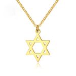 AILUOR 18K Gold Plated Megan Star of David Pendant Necklaces, Six Pointed Megan Star Jewish Israel Jewelry for Women/Men Hip Hop Jewelry (Gold)